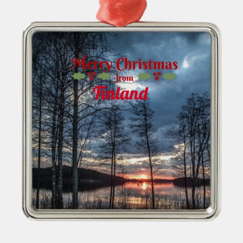 Finland Christmas Greetings Metal Ornament