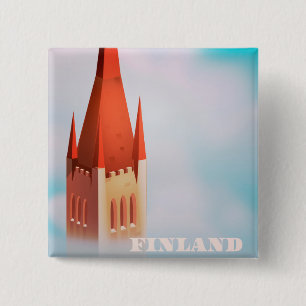 Finland church travel poster button