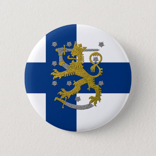 Finland Coat of Arms and Flag Button