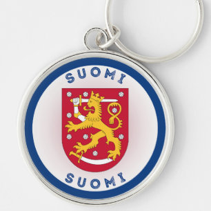 Finland Coat of Arms Circle Shape Keychain