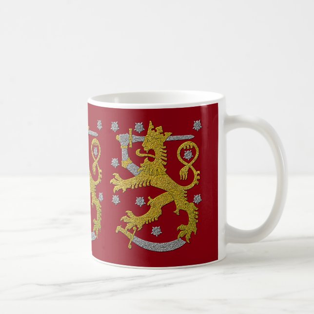 Finland Coat of Arms Embossed Look Coffee Mug (Right)
