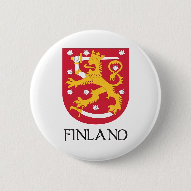 Finland Coat of Arms Pinback Button (Front)