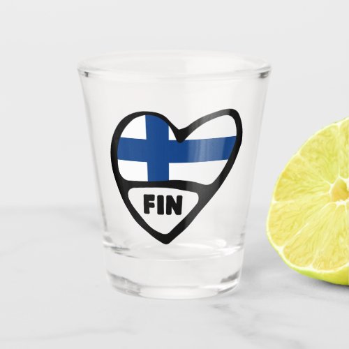 Finland Country Code Flag Heart FIN Shot Glass