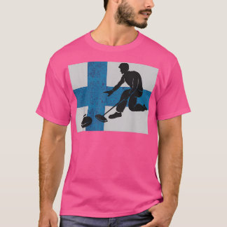Finland Curling Shirt Finnish Flag Winter Sports T