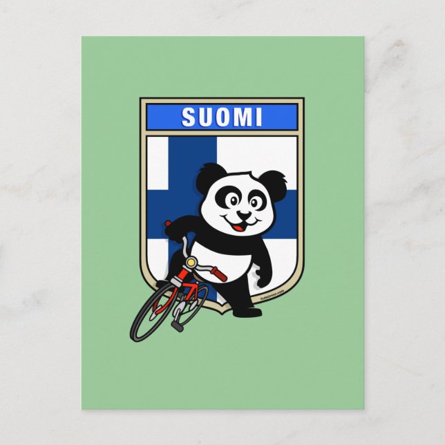 Finland Cycling Panda Postcard (Front)