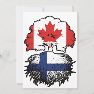 Finland Finnish Canadian Canada Tree Roots Flag Invitation