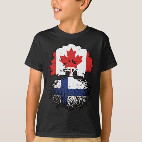 Finland Finnish Canadian Canada Tree Roots Flag T_Shirt