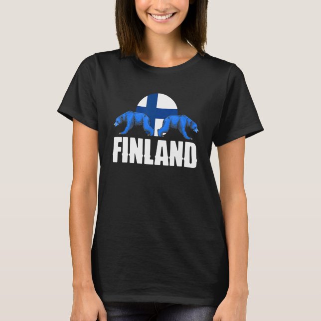 Finland Finnish Finland Flag National Animal Silho T-Shirt (Front)