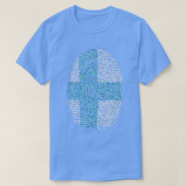 Finland Finnish Finnish Fingerprint Flag T-Shirt (Design Front)