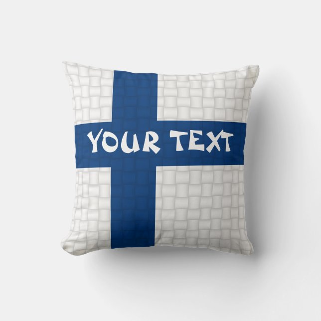 Finland Finnish flag: ADD TEXT Throw Pillow (Front)