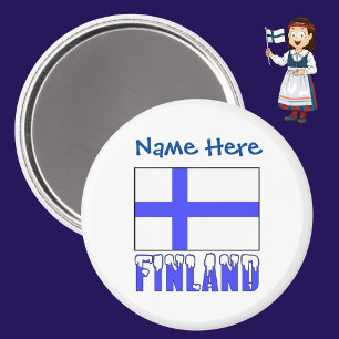 Finland Finnish Flag Blue Personalization Magnet