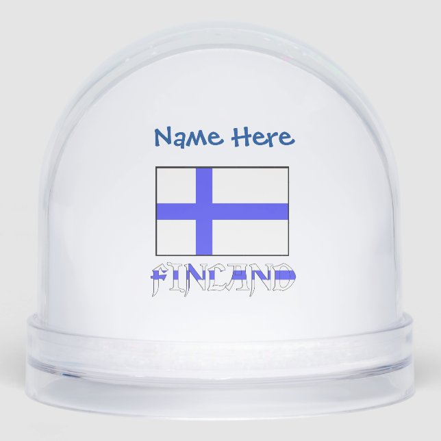 Finland Finnish Flag Blue Personalized  Snow Globe (Front)