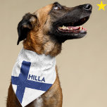 Finland Finnish Flag Custom Name Pet Bandana<br><div class="desc">You beloved dog can wear your family's national pride! This grunge style Finnish flag pet bandana is easy to personalize with your dog's name! The blue Nordic Cross on a white background, your furry family member will certainly stand out in style. There are other flag dog bandanas in this shop,...</div>