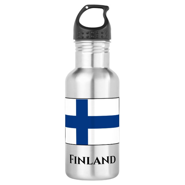 Finland (Finnish) Flag Stainless Steel Water Bottle (Front)