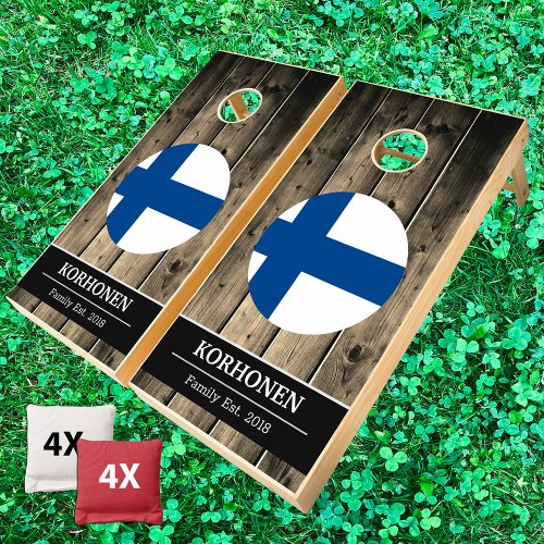 Finland  Finnish Flag Wood  Family fun Cornhole Set