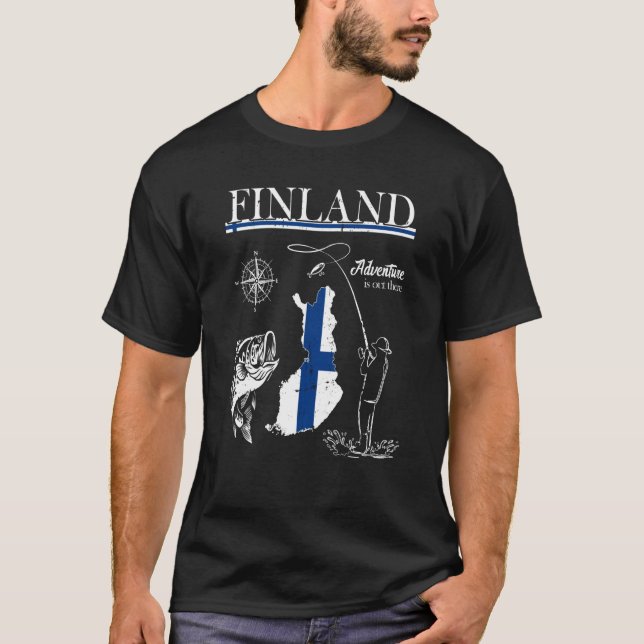 Finland Fishing Team Fishing Tour Suomi Finnish Fl T-Shirt (Front)