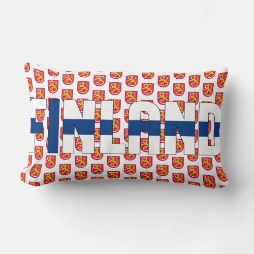 Finland Flag and Coat of Arms Patriotic Lumbar Pil Lumbar Pillow