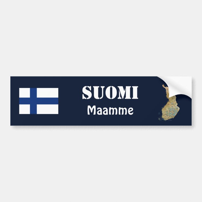 Finland Flag and Map Bumper Sticker