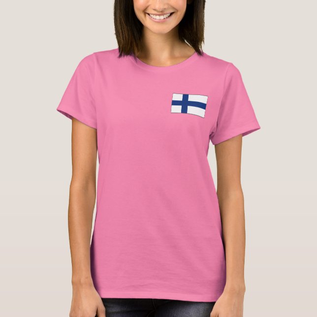 Finland Flag and Map dk T-Shirt (Front)