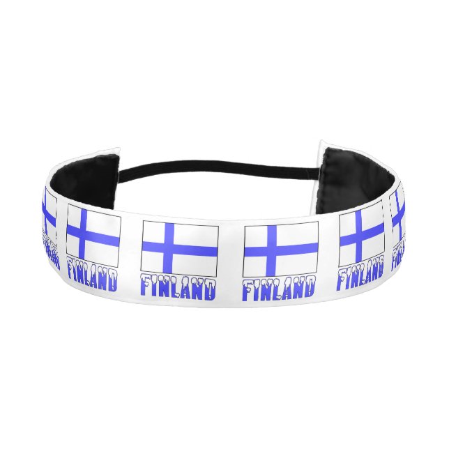 Finland Flag and Snow Capped Name Athletic Headband (Front)