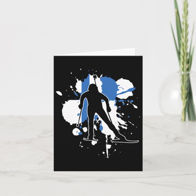 Finland Flag Biathlonist - Finnish Biathlon  Card (Front)