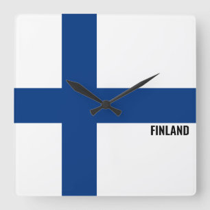Finland Flag Dazzling Patriotic Square Square Wall Clock