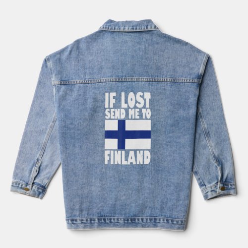 Finland Flag Design  If lost send me to Finland  Denim Jacket