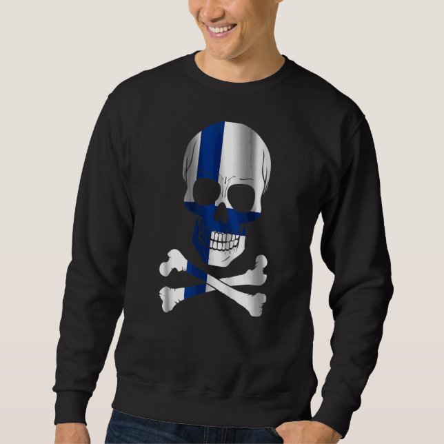 Finland Flag Design Skull Flag Finland Sweatshirt (Front)