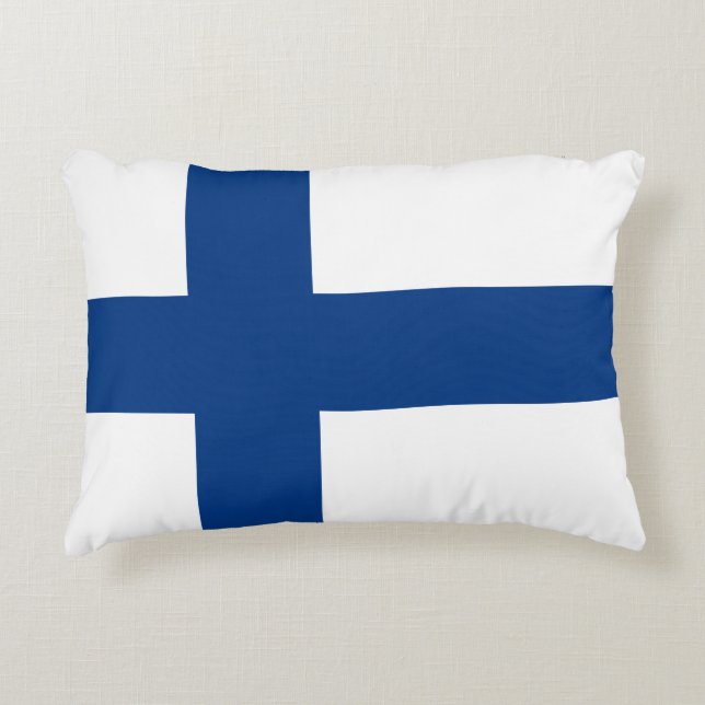 Finland Flag Finnish Patriotic Accent Pillow (Front)