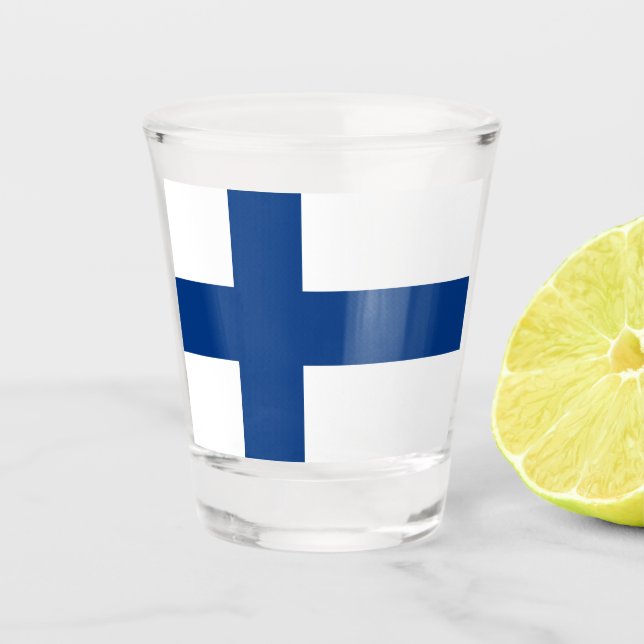 Finland Flag Finnish Patriotic Shot Glass (Front)