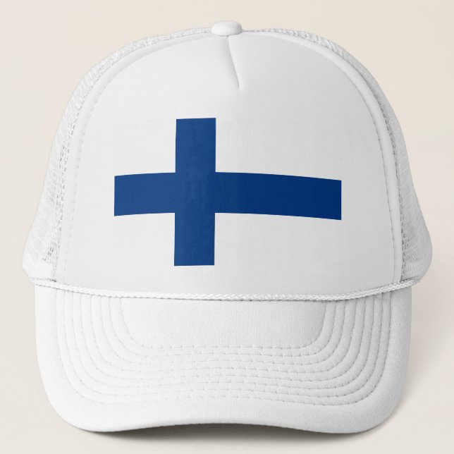 Finland Flag Finnish Patriotic Trucker Hat (Front)