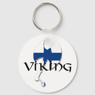 Finland flag Finnish Suomi Viking Axe Keychain