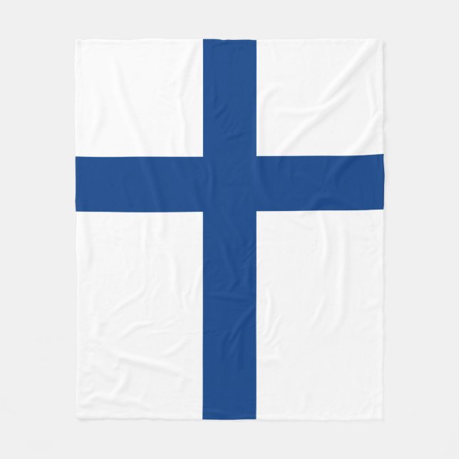 Finland Flag Fleece Blanket (Front)