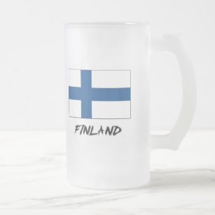 Finland Flag Frosted Glass Beer Mug