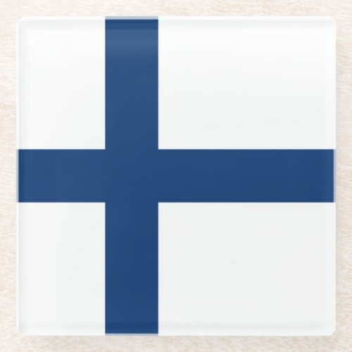 Finland Flag Glass Coaster