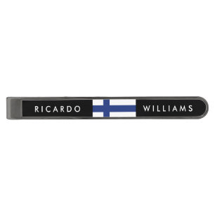Finland Flag Gunmetal Finish Tie Bar