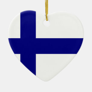 Finland Flag Heart Ceramic Ornament