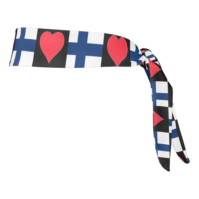 Finland Flag Heart Love Pattern Finnish Pride Tie Headband (Rotate 90)
