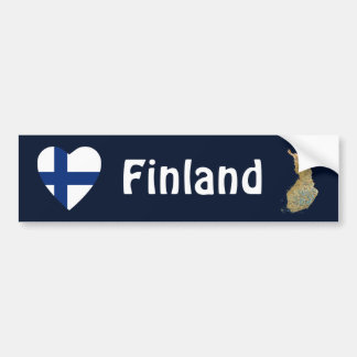 Finland Flag Heart + Map Bumper Sticker