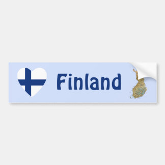 Finland Flag Heart + Map Bumper Sticker