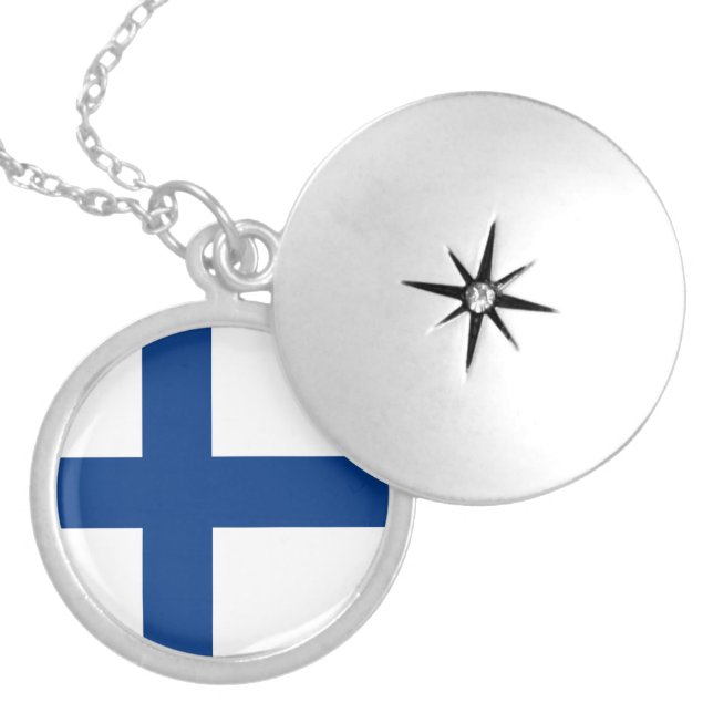 Finland flag locket necklace (Front)