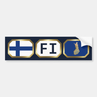 Finland Flag Map Code Bumper Sticker