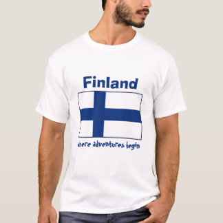 Finland Flag + Map + Text T-Shirt