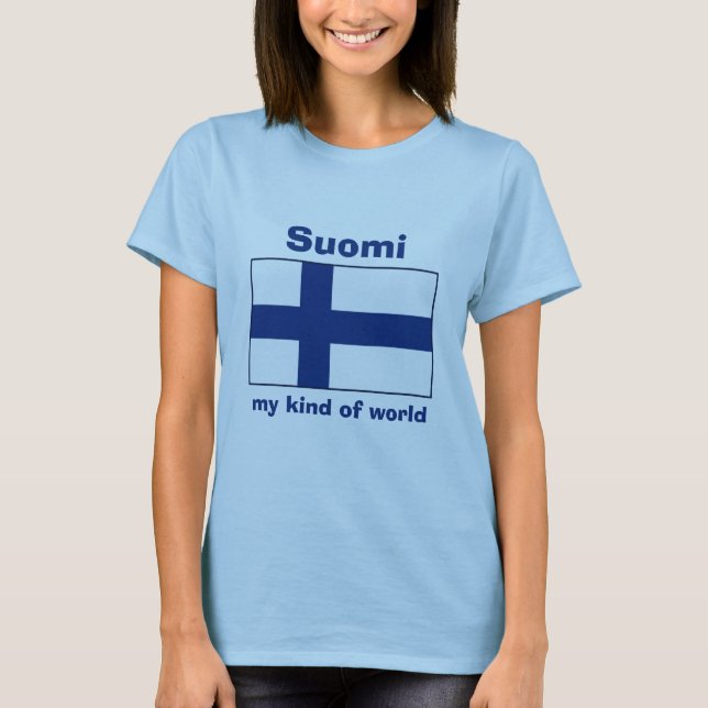 Finland Flag + Map + Text T-Shirt (Front)