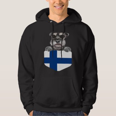 Finland Flag Miniature Schnauzer Dog In Pocket Hoodie
