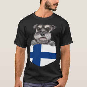 Finland Flag Miniature Schnauzer Dog In Pocket T-Shirt