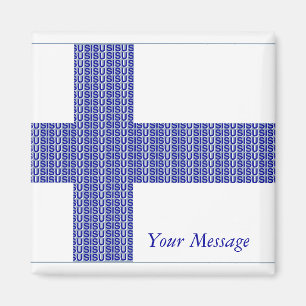 Finland Flag Nordic Blue on White "Sisu" Magnet