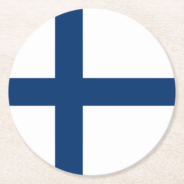 Finland Flag Round Paper Coaster (Front)