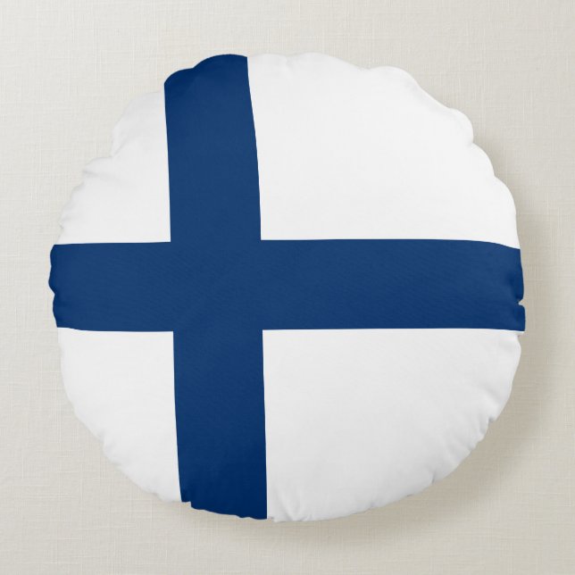 Finland Flag Round Pillow (Front)