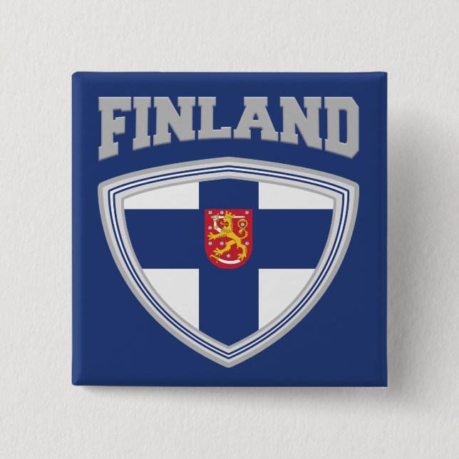 Finland Flag Shield & Emblem Button (Front)